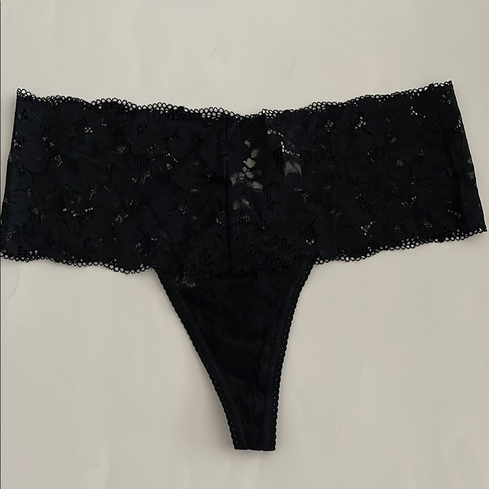 NWT Soma AOL Retro Black Lace Thong